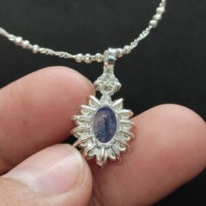 2 Carat Ceylon Blue Sapphire Floral Pendant