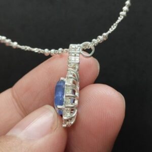 2 Carat Ceylon Blue Sapphire Floral Pendant