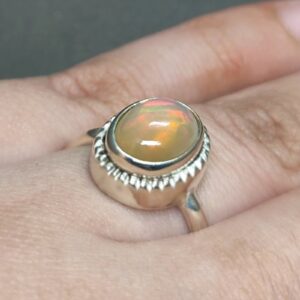 2 Carat Fire Opal Engagement Ring