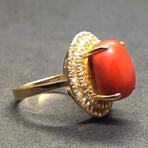 Australian Red Coral Women’s Solitaire Ring