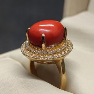 Australian Red Coral Women’s Solitaire Ring