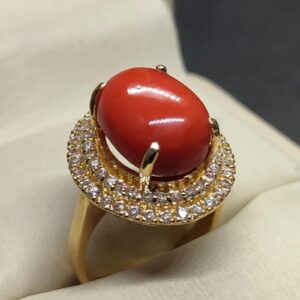 Australian Red Coral Women’s Solitaire Ring