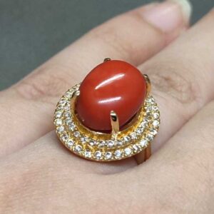 Australian Red Coral Women’s Solitaire Ring
