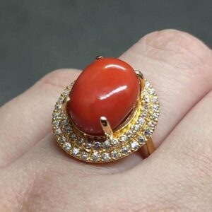 Australian Red Coral Women’s Solitaire Ring