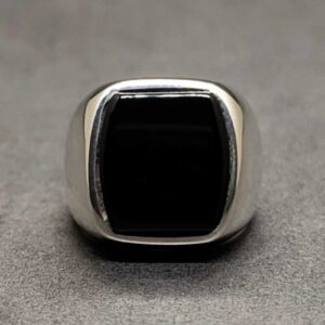 Natural Black Aqeeq Men’s Ring