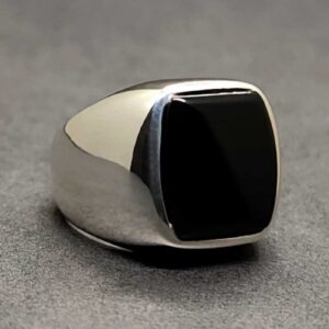 Natural Black Aqeeq Men’s Ring