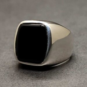Natural Black Aqeeq Men’s Ring
