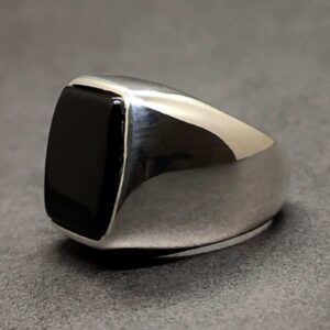 Natural Black Aqeeq Men’s Ring
