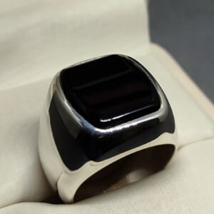 Natural Black Aqeeq Men’s Ring