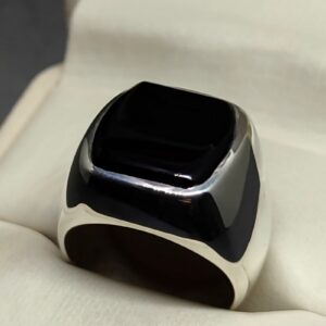 Natural Black Aqeeq Men’s Ring