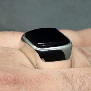 Natural Black Aqeeq Men’s Ring