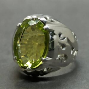 12 Carat Lab Peridot Mens Ring