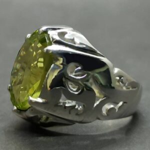 12 Carat Lab Peridot Mens Ring