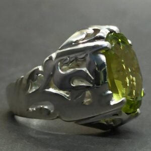 12 Carat Lab Peridot Mens Ring