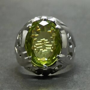 12 Carat Lab Peridot Mens Ring