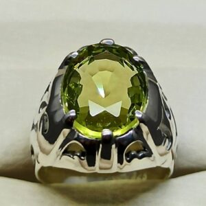 12 Carat Lab Peridot Mens Ring