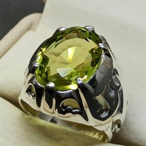 12 Carat Lab Peridot Mens Ring