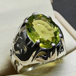 12 Carat Lab Peridot Mens Ring