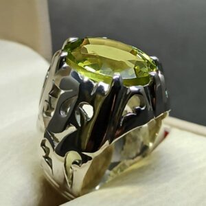 12 Carat Lab Peridot Mens Ring