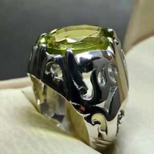 12 Carat Lab Peridot Mens Ring
