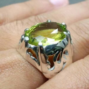 12 Carat Lab Peridot Mens Ring