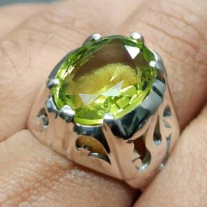 12 Carat Lab Peridot Mens Ring