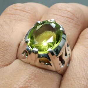 12 Carat Lab Peridot Mens Ring