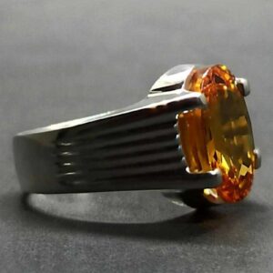 12 Carat Yellow Citrine Men’s Plain Ring