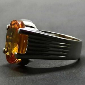 12 Carat Yellow Citrine Men’s Plain Ring