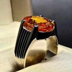 12 Carat Yellow Citrine Men’s Plain Ring