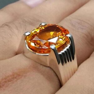 12 Carat Yellow Citrine Men’s Plain Ring