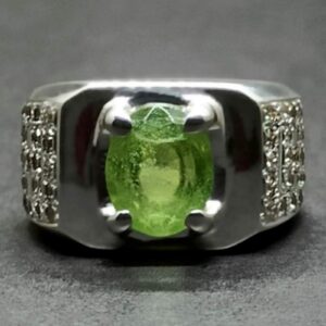 Egyptian Peridot Mens Channel Set Ring