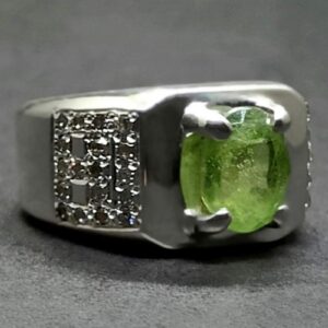 Egyptian Peridot Mens Channel Set Ring