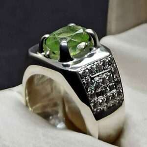 Egyptian Peridot Mens Channel Set Ring