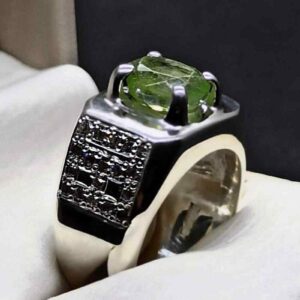 Egyptian Peridot Mens Channel Set Ring