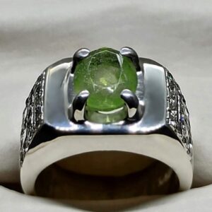 Egyptian Peridot Mens Channel Set Ring