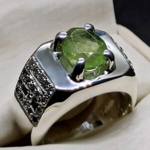 Egyptian Peridot Mens Channel Set Ring