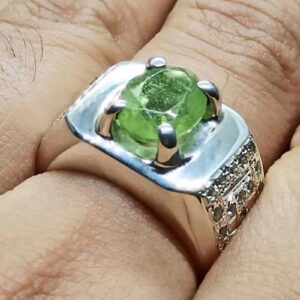 Egyptian Peridot Mens Channel Set Ring