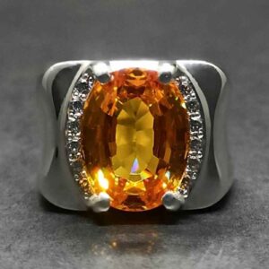 13 Carat Yellow Citrine Men’s Ring – Handmade Plain