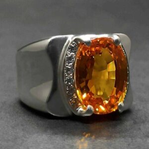 13 Carat Yellow Citrine Men’s Ring – Handmade Plain