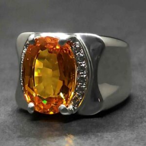 13 Carat Yellow Citrine Men’s Ring – Handmade Plain