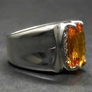 13 Carat Yellow Citrine Men’s Ring – Handmade Plain