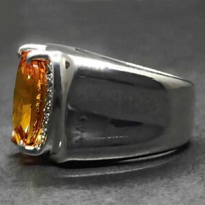 13 Carat Yellow Citrine Men’s Ring – Handmade Plain