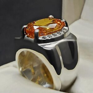 13 Carat Yellow Citrine Men’s Ring – Handmade Plain