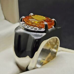 13 Carat Yellow Citrine Men’s Ring – Handmade Plain