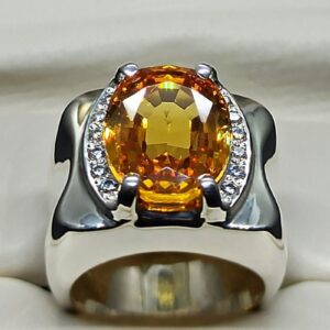 13 Carat Yellow Citrine Men’s Ring – Handmade Plain