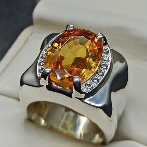 13 Carat Yellow Citrine Men’s Ring – Handmade Plain