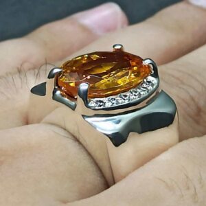13 Carat Yellow Citrine Men’s Ring – Handmade Plain