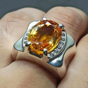 13 Carat Yellow Citrine Men’s Ring – Handmade Plain