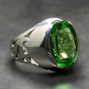 Lab Peridot Mens Lattice Ring